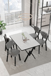 Pedra Elma Sandalye 80x120 Yemek Masası Mutfak Masası 4 Kişilik Masa Sandalye Takımı Beyaz