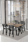 Pedra Elma Sandalye 80x120 Yemek Masası Mutfak Masası 4 Kişilik Masa Sandalye Takımı Akça