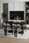 Pesca Lake MDF Ayak Tokyo Demonte Sandalye 80x120 Yemek Masası Mutfak Masası 4 Kişilik Siyah Mermer