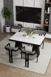 Pesca Lake MDF Ayak Tokyo Demonte Sandalye 80x120 Yemek Masası Mutfak Masası 4 Kişilik Beyaz