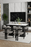 Pesca Lake MDF Ayak Tokyo Demonte Sandalye 80x120 Yemek Masası Mutfak Masası 4 Kişilik Beyaz