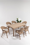 Sandalie Garden Large 90x150cm Rattan Cappucino Masa Takımı Bahçe&balkon - 1 Masa 6 Sandalye