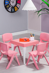 Sandalie Junior Kare Ergonomik Konforlu Anaokulu Kreş Çocuk Masası - Pembe