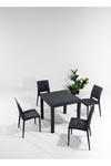 Sandalie Rattan 80x80 Bahçe&balkon&teras Masa Seti - Antrasit