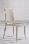 Sandalie Rattan Large Cappucino Masa Takımı Bahçe&balkon 1 Masa + 6 Sandalye
