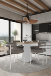 Savana Beyaz Lake MDF Ayak 90x90 Yemek Masası Mutfak Masası 4 Kişilik Masa Takımı Teddy Sandalye Akça