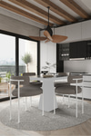 Savana Beyaz Lake MDF Ayak 90x90 Yemek Masası Mutfak Masası 4 Kişilik Masa Takımı Teddy Sandalye Siyah Mermer