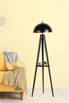 Sehpalı Tripod Siyah Büyük Retro Başlıklı Lambader
