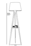 Sehpalı Tripod Siyah Pramit Siyah Abajurlu Lambader