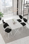 Senta Beyaz Elma Sandalye 80x120 Yemek Masası Mutfak Masası 4 Kişilik Masa Sandalye Takımı Beyaz