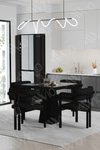 Sirius Lake MDF Ayak Tokyo Demonte Sandalye 80x80 Yemek Masası Mutfak Masası 4 Kişilik Siyah Mermer
