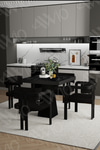 Sirius Lake MDF Ayak Tokyo Demonte Sandalye 80x80 Yemek Masası Mutfak Masası 4 Kişilik Siyah Mermer