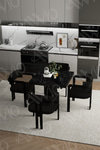 Sirius Lake MDF Ayak Tokyo Demonte Sandalye 80x80 Yemek Masası Mutfak Masası 4 Kişilik Siyah Mermer