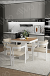 Sofia Lake MDF Ayak Tokyo Demonte Sandalye 80x80 Yemek Masası Mutfak Masası 4 Kişilik Akça