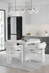 Sofia Lake MDF Ayak Tokyo Demonte Sandalye 80x80 Yemek Masası Mutfak Masası 4 Kişilik Beyaz