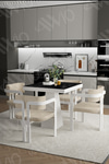 Sofia Lake MDF Ayak Tokyo Demonte Sandalye 80x80 Yemek Masası Mutfak Masası 4 Kişilik Siyah Mermer