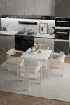 Sofia Lake MDF Ayak Tokyo Demonte Sandalye 80x80 Yemek Masası Mutfak Masası 4 Kişilik Beyaz