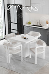 Sofia Lake MDF Ayak Tokyo Demonte Sandalye 80x80 Yemek Masası Mutfak Masası 4 Kişilik Beyaz