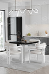 Sofia Lake MDF Ayak Tokyo Demonte Sandalye 80x80 Yemek Masası Mutfak Masası 4 Kişilik Siyah Mermer