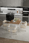 Sofia Lake MDF Ayak Tokyo Demonte Sandalye 80x80 Yemek Masası Mutfak Masası 4 Kişilik Akça