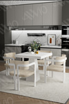 Sofia Lake MDF Ayak Tokyo Demonte Sandalye 80x80 Yemek Masası Mutfak Masası 4 Kişilik Beyaz