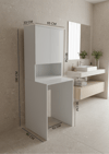 Tuna Çamaşır Makinesi Dolabı, Alt Üst Set, Kapaklı, Banyo Dolabı Beyaz