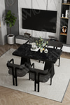 Valery Lake MDF Ayak Tokyo Demonte Sandalye 80x120 Yemek Masası Mutfak Masası 4 Kişilik Siyahmermer