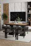 Valery Lake MDF Ayak Tokyo Demonte Sandalye 80x120 Yemek Masası Mutfak Masası 4 Kişilik Akça
