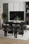 Valery Lake MDF Ayak Tokyo Demonte Sandalye 80x120 Yemek Masası Mutfak Masası 4 Kişilik Siyahmermer