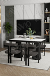 Valery Lake MDF Ayak Tokyo Demonte Sandalye 80x120 Yemek Masası Mutfak Masası 4 Kişilik Beyaz