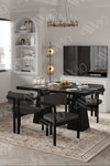 Valery Lake MDF Ayak Tokyo Demonte Sandalye 80x120 Yemek Masası Mutfak Masası 4 Kişilik Siyahmermer