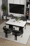 Valery Lake MDF Ayak Tokyo Demonte Sandalye 80x120 Yemek Masası Mutfak Masası 4 Kişilik Beyaz