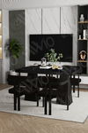 Veroni Lake MDF Ayak Tokyo Demonte Sandalye 80x120 Yemek Masası Mutfak Masası 4 Kişilik Siyah Mermer