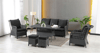Vilza Rattan Set 3+1+1 2Puf Antrasit Zgz