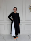 Poplin Parçalı Kuşaklı Elbise - Siyah