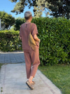 Keten Salaş Pantolon Takım - Kahve