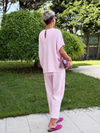 Keten Salaş Pantolon Takım - Pembe