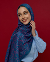 Çini Mavisi & Şakayık Pembesi Harem Rüyası Desen Şal