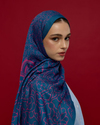 Çini Mavisi & Şakayık Pembesi Harem Rüyası Desen Şal