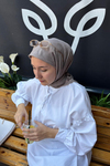 Fil Dişi Zikzak Lyocell Bambu Jakar Eşarp