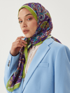 Fıstık Yeşili & Mor Retro Desen Şal