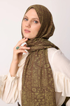 Henna Desen Çift Taraflı Şal - Acı Kahve-Somon