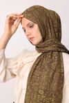 Henna Desen Çift Taraflı Şal - Acı Kahve-Somon