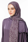 Henna Desen Çift Taraflı Şal - Mor-Gri