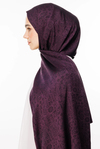 Henna Desen Çift Taraflı Şal - Mor-Siyah