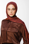 Henna Desen Çift Taraflı Şal - Mor-Turuncu