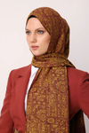 Henna Desen Çift Taraflı Şal - Mürdüm-Sarı