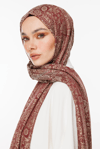 Henna Desen Çift Taraflı Şal - Mürdüm-Somon