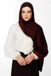 Henna Desen Çift Taraflı Şal - Siyah-Bordo