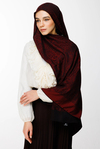 Henna Desen Çift Taraflı Şal - Siyah-Bordo